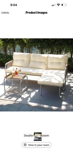 YITAHOME Patio Furniture Set, 3 Pieces Outdoor Wicker Conversation Set, All-Weather Rattan Sectional L-Shaped Sofa Detachable Lounger with Cushions an
