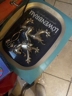 Vintage Lower raw Beer Light Gold Black And Turquoise 