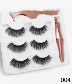 Magnetic Eyelash Magnetic Liquid Eyeliner& Magnetic False Eyelashes & Tweezer Set Waterproof Long Lasting Eyelash Extension