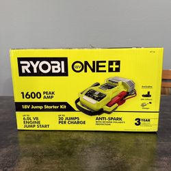 RYOBI  Cordless 1600A Jump Starter with LED Work Light Kit with 2.0 Ah Battery and Charger