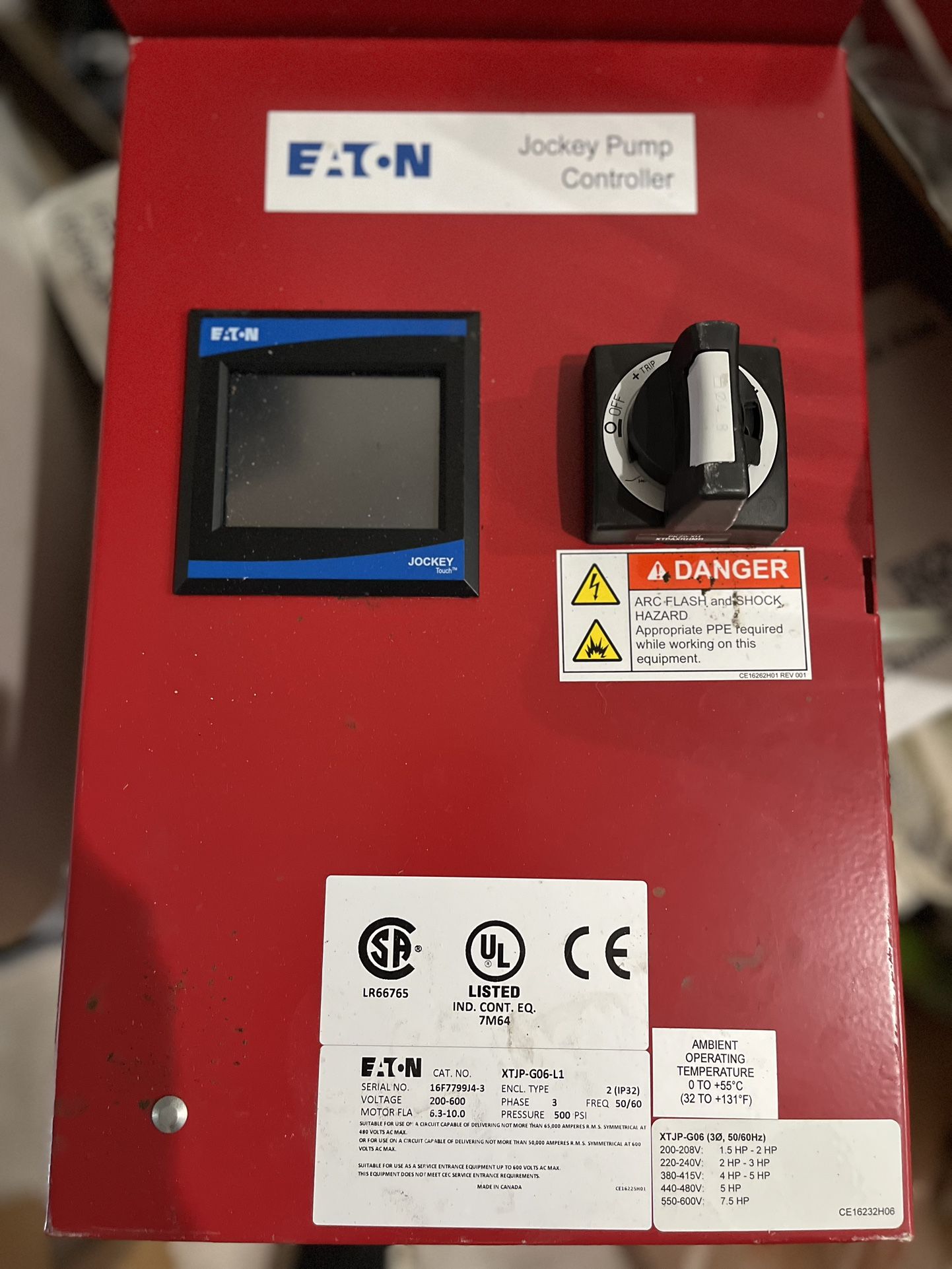 EATON JOCKEY FIRE PUMP CONTROLLER