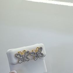 Gold Stud Butterfly Earrings 