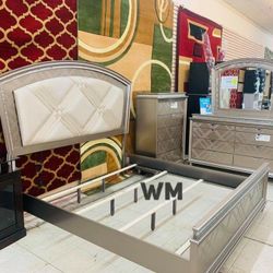 Cristal Gold LED Panel Bedroom Set / Queen and King Bed Frame