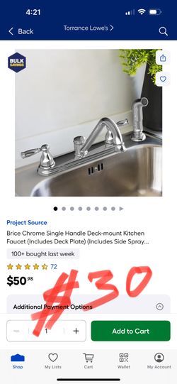 Project Source Brice Chrome Single Handle Deck-mount Kitchen Faucet (Includes Deck Plate) (Includes Side Spray..