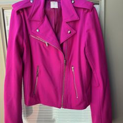 GAP Vivid Pink Wool Biker Jacket, Large