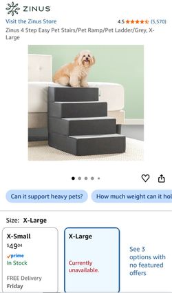 Zinus 4-Step Pet Stairs X-Large Grey