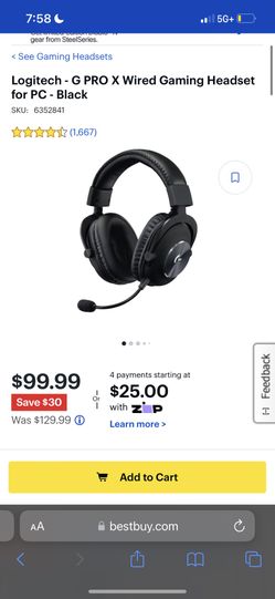 Logitech - G PRO X Wired Gaming Headset for PC - Black 