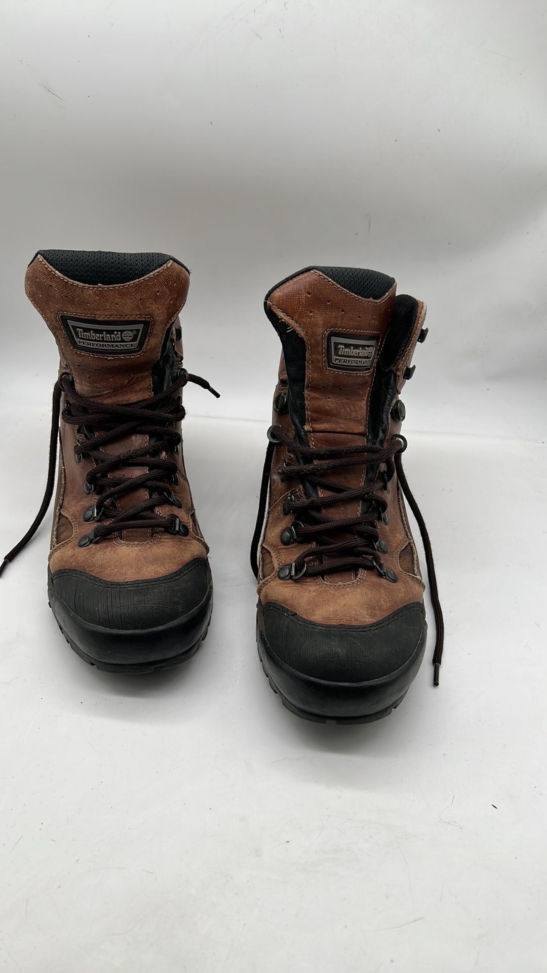 Timberland Leather Hiking Boots Ankle Support GoreTex Brown/Black Size 10M