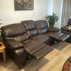 Madrid Dark Brown Leather Gel Reclining Sofa & Loveseat Set  