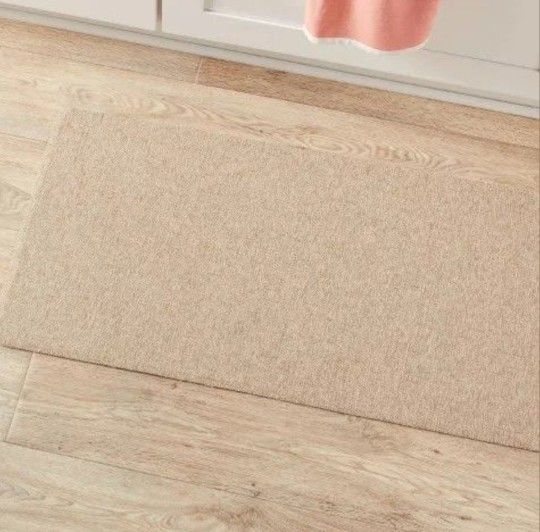 New Threshold 60" x 20" Basketweave Kitchen Comfort In Runner Tan Carpet / Rug