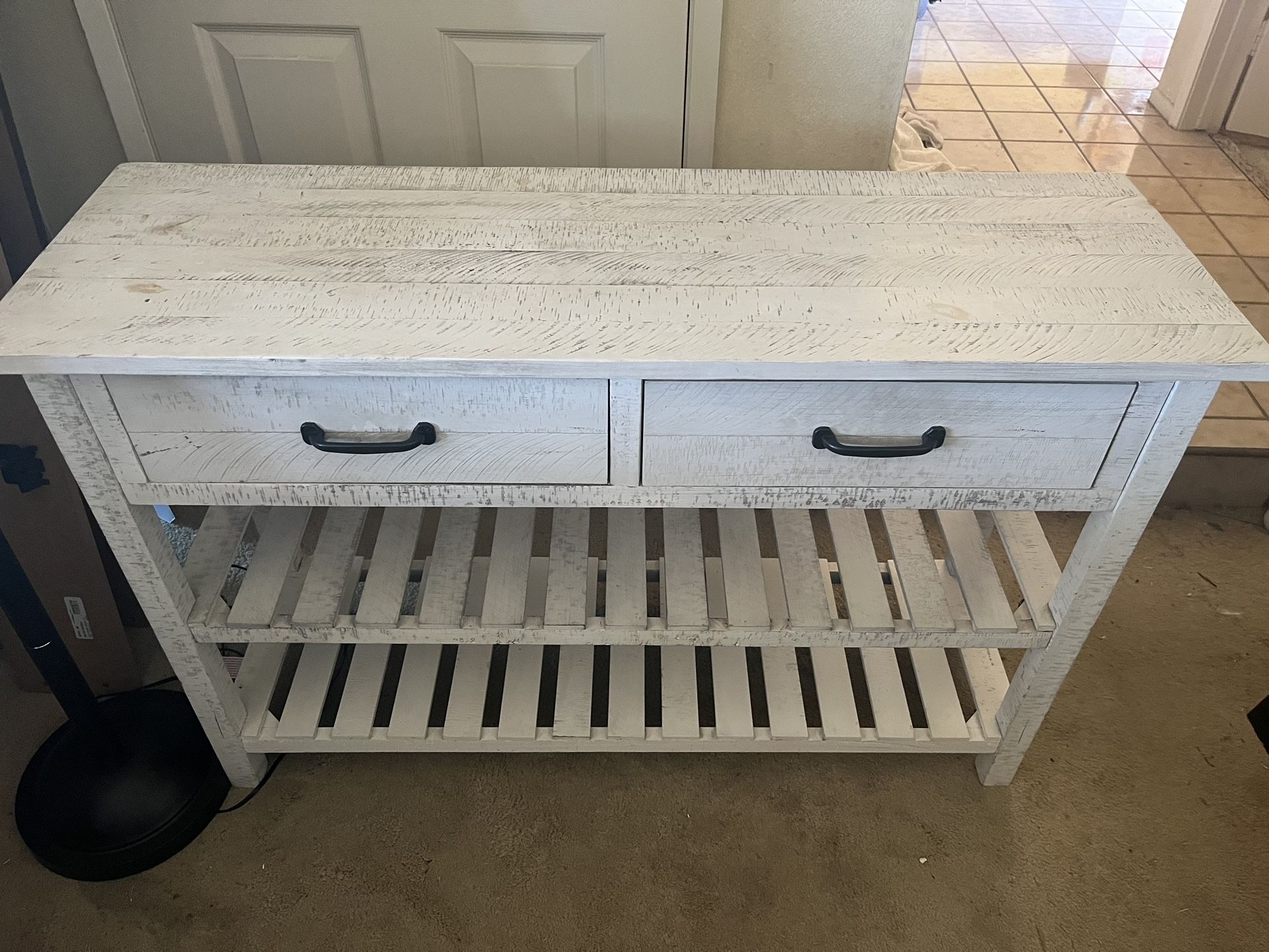 White Wood Console Table