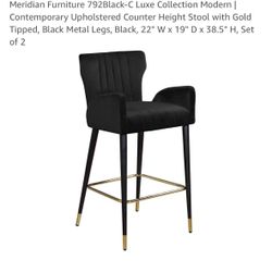Meridian Set Of 2 Black Barstools 
