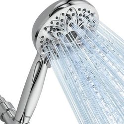 High-Pressure Handheld Shower Head with 5 Spray Modes - Chrome - New