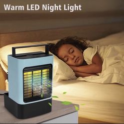 Portable Air Conditioner Fan, Personal Space Air Cooler Mini Evaporative Cooler Quiet Desk Fan, Air Circulator Humidifier Misting Fan for Home Office 