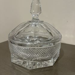 Vintage Clear Crystal Candy Dish With Lid