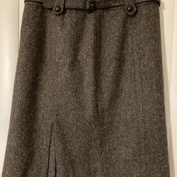 Ann Taylor Loft Brown Lined Wool Blend Skirt Size 6 Career Office Dark Academia