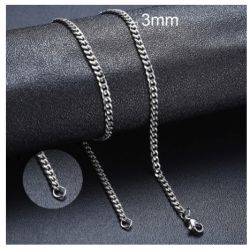 Cuban Chain Necklace for Men Women Basic Punk Stainless Steel Curb Link