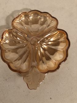 CARNIVAL GLASS BON BON DISH, MARIGOLD JEANNETTE GLASS CO