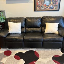 Black Leather Sofa (3-seater & 2-seater)