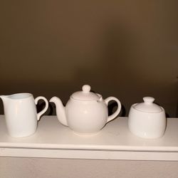 Target Home Basic White Porcelain Teapot, Creamer, and Sugar Bowl Set