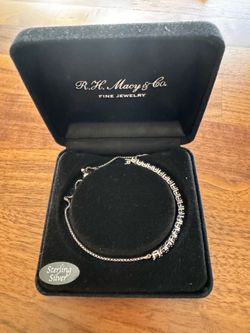 Blue Sapphire Tennis Bracelet – Sterling Silver Adjustable Bracelet w/ Gift Box