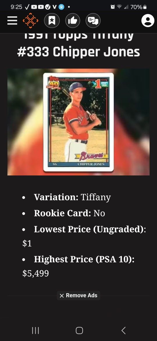 Chipper Jones #1 Rated Rookie Card #333