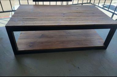 Large wood and metal coffee table