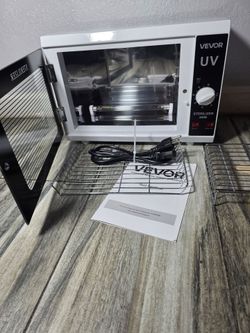 VEVOR Nail Tool Cleaning Machine, 12L Large Capacity, Knob Control, Tool Cabinet Cleaner Box with Timer Setting, Tempered Glass Door, 185nm Wavelength