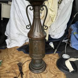 Extra Tall Antique Copper Grecian Roman Urn Lamp 