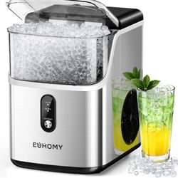 EUHOMY Nugget Ice Makers for Countertop with Ice Scoop & Basket, Self-Cleaning Sonic Pebble/Pellet Ice Maker Machine with 35lbs/24H Soft Ice for Home/