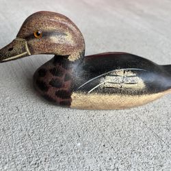 Vintage Hand-Painted Wooden Duck Figurine – Rustic Folk Art Décor