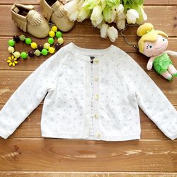 18-24MOS IVORY & GOLD DETAIL CARDIGAN SWEATER