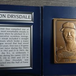 1995 Topps Legends of the 60's Bronze Don Drysdale,  Solid bronze Card , Los Angeles Dodgers 