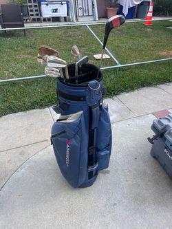 Used golf bag with used clubs