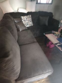Dark Brown Fabric Sectional Sofa