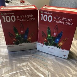 Lot Of 2 Holiday Time Mini Lights , Multi color String Light Set - NEW