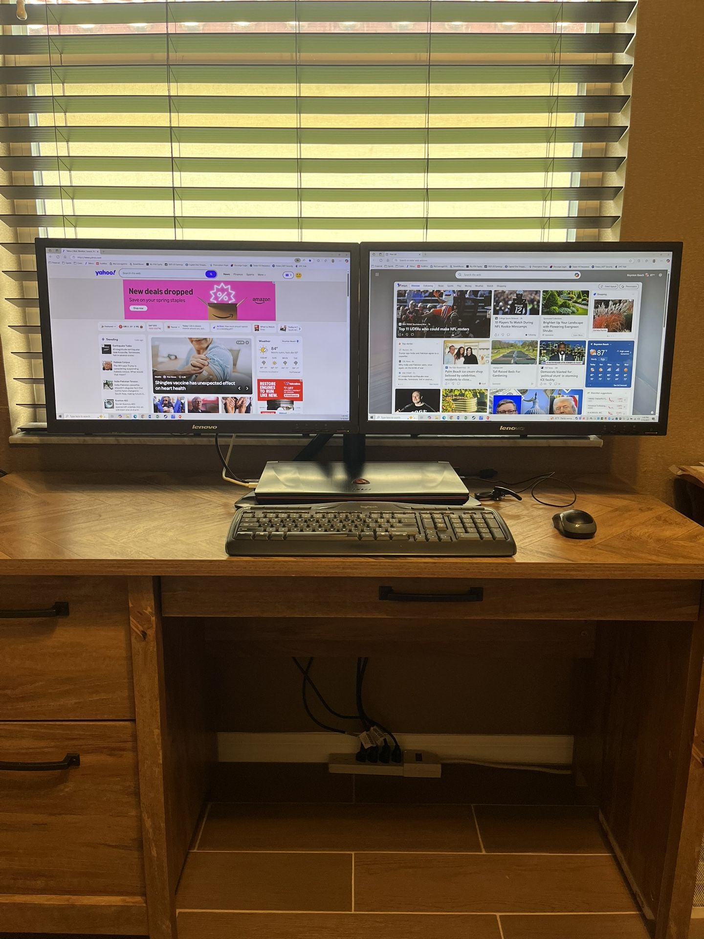 Dual Monitor Stand & (2) 24” Lenovo Monitors