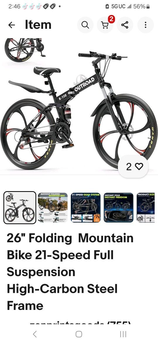 Outroad R-100 Folding Mountain Bike Ellelent Condition