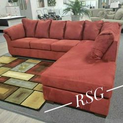 Red Color Sectional Couch, 2 Piece Sectional With Chaise ❤️No Needed Credit Check 💛 $39 Down Payment with Financing0821