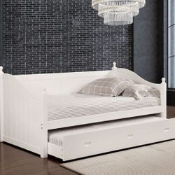 Brand New White Twin Size Daybed With Twin Size Trundle Bed