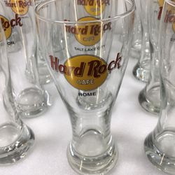Hard Rock Cafe Collectible 8.5” Pilsner Beer Glasses