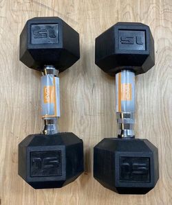 CAP 15 lb Rubber Hex Dumbbells Pair