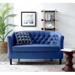 New in box Prospect Navy Faux Leather 2-Seater Loveseat