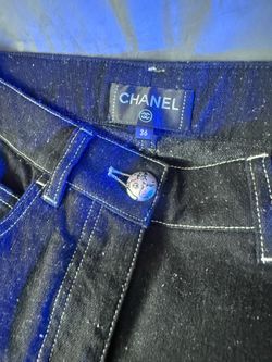 Rare Vintage Chanel Glitter Shimmer Contrast-Stitch Bootcut Jeans