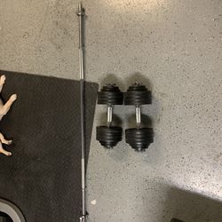 1 Inch Dumbbell Set With Curl Bar And Weights 90 lbs