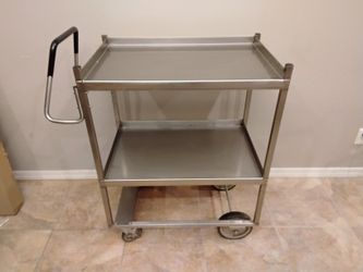 Vollrath 97200 39 Inch Utility Cart 650 Pound Capacity Stainless Steel and Raised Lower Shelf Heavy Duty