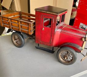 Vintage style rustic hand crafted wooden toy delivery truck bed