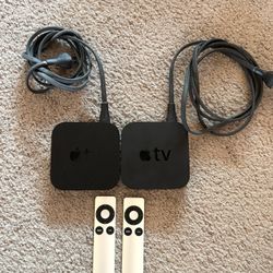 2 Apple TV 3rd Gen with Power Cord and Remotes