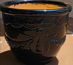Large black vintage floor vase