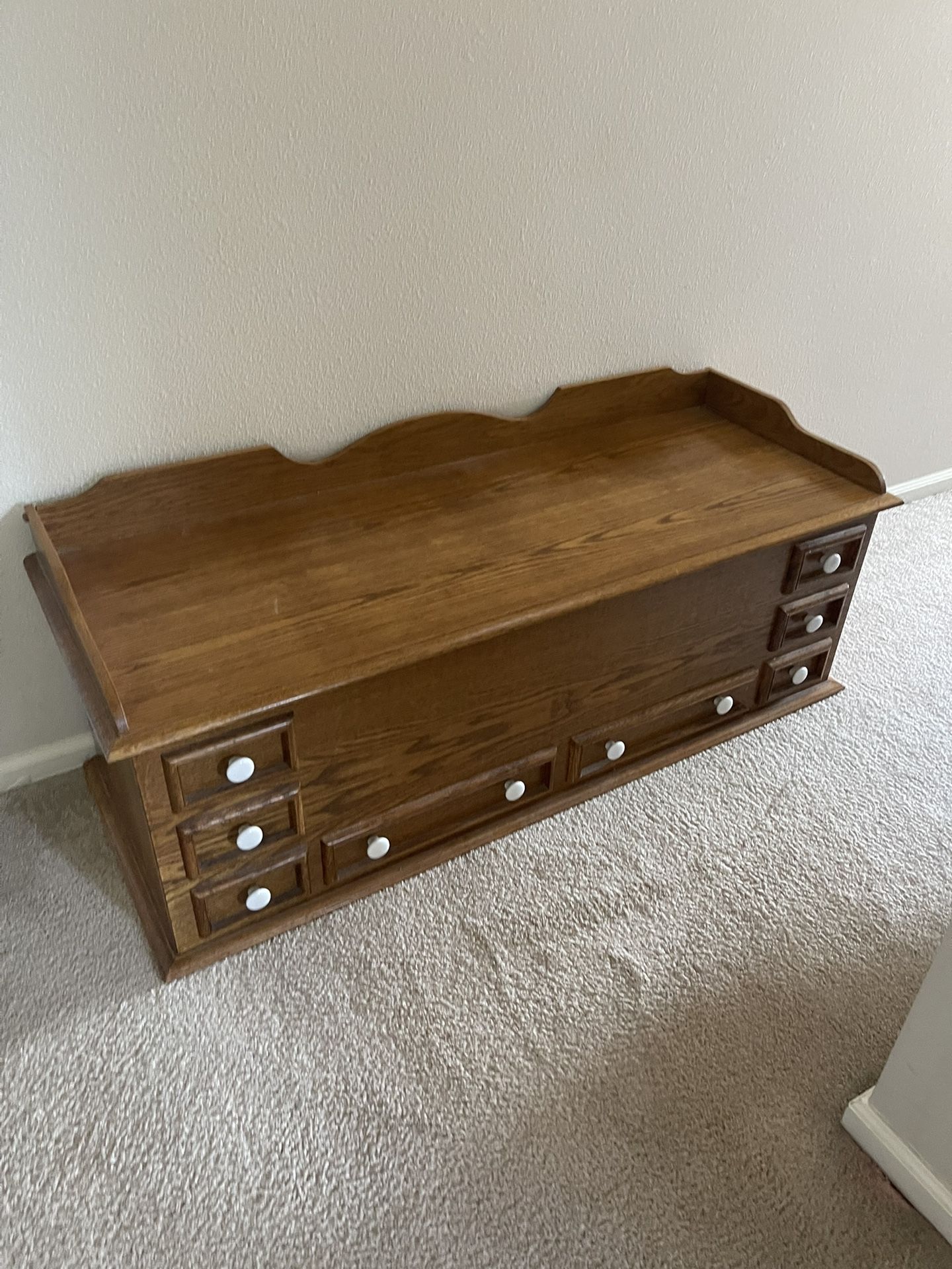 Solid Oak Wooden Chest/Bench With Storage